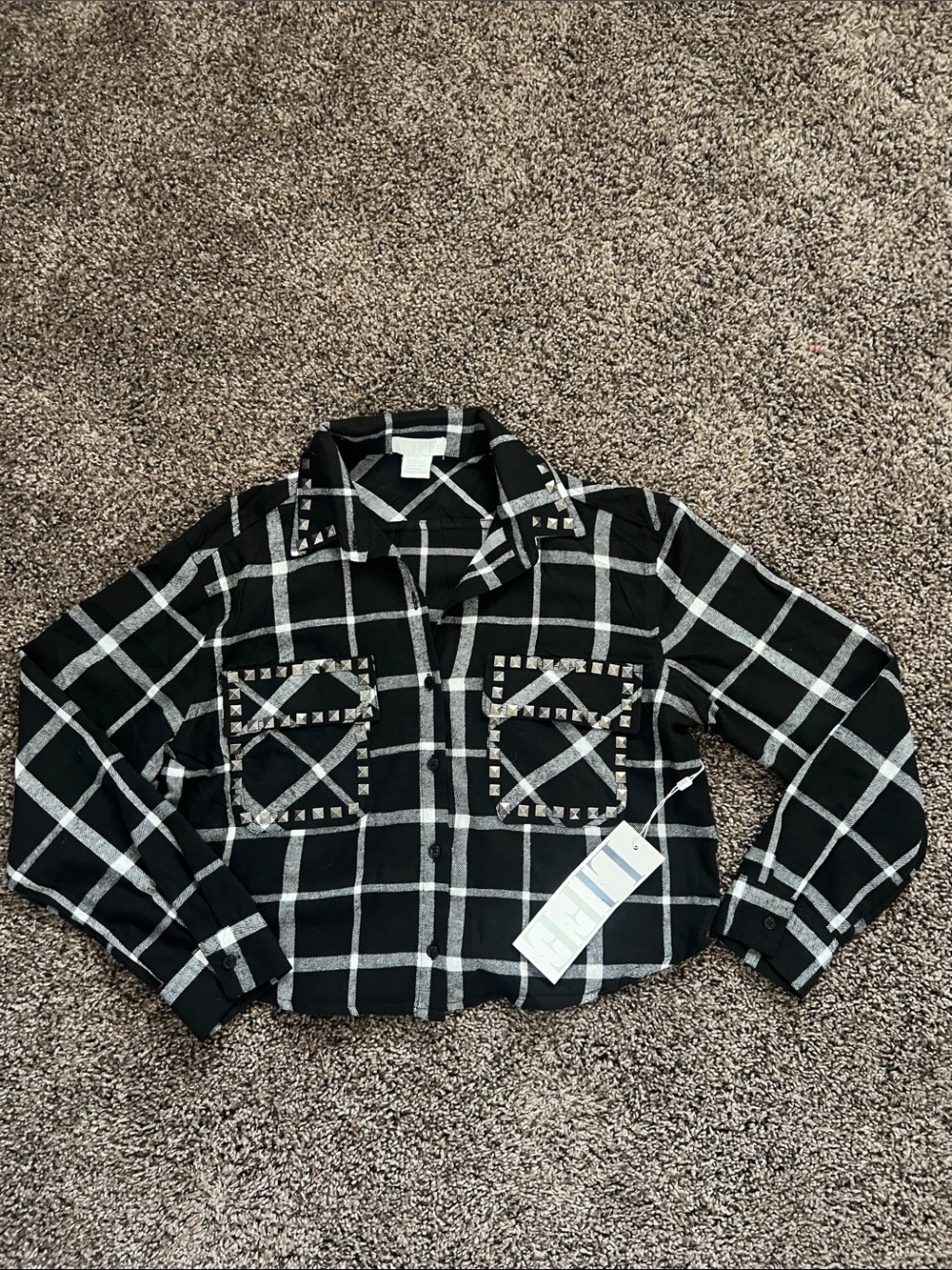 LIFE Black & White Plaid Cropped Jacket